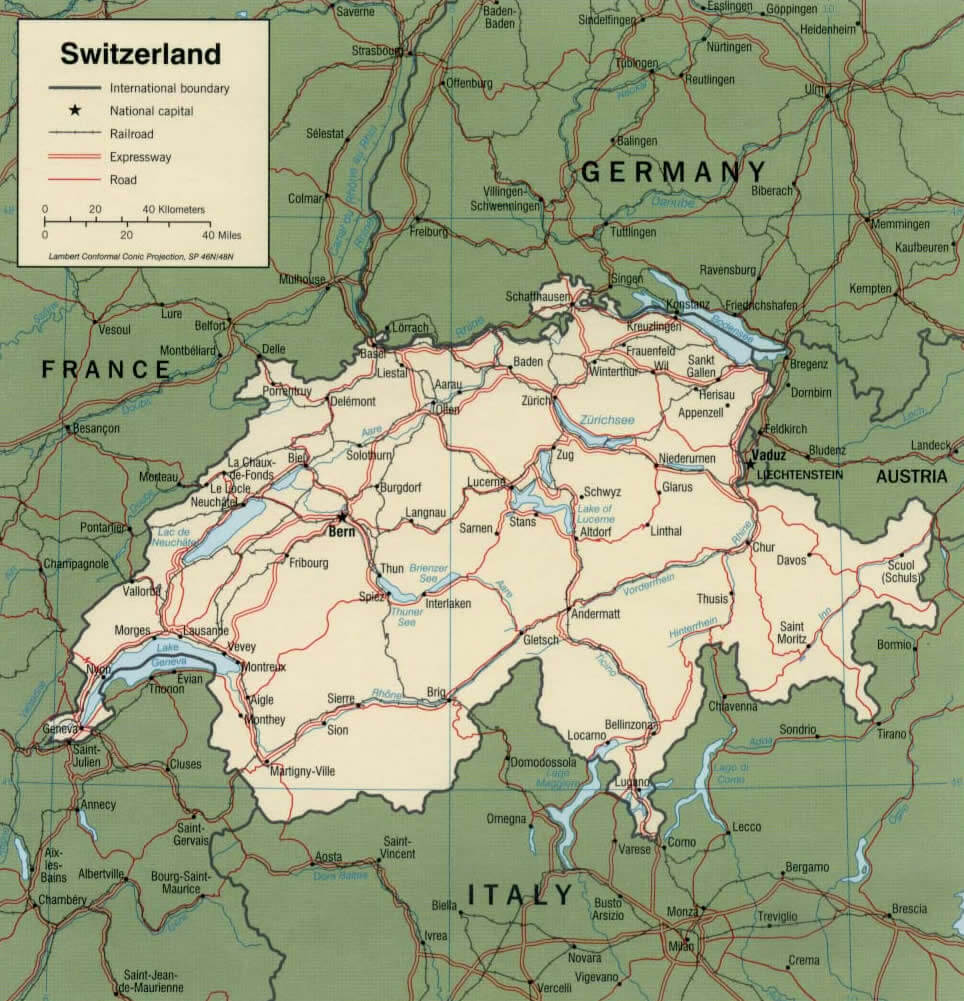 Road Map of Switzerland