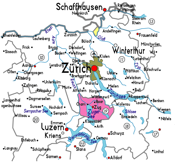 map of Zug zurich