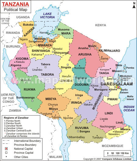 Tanzania Map and Tanzania Satellite Images