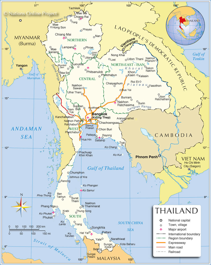 political map thailand