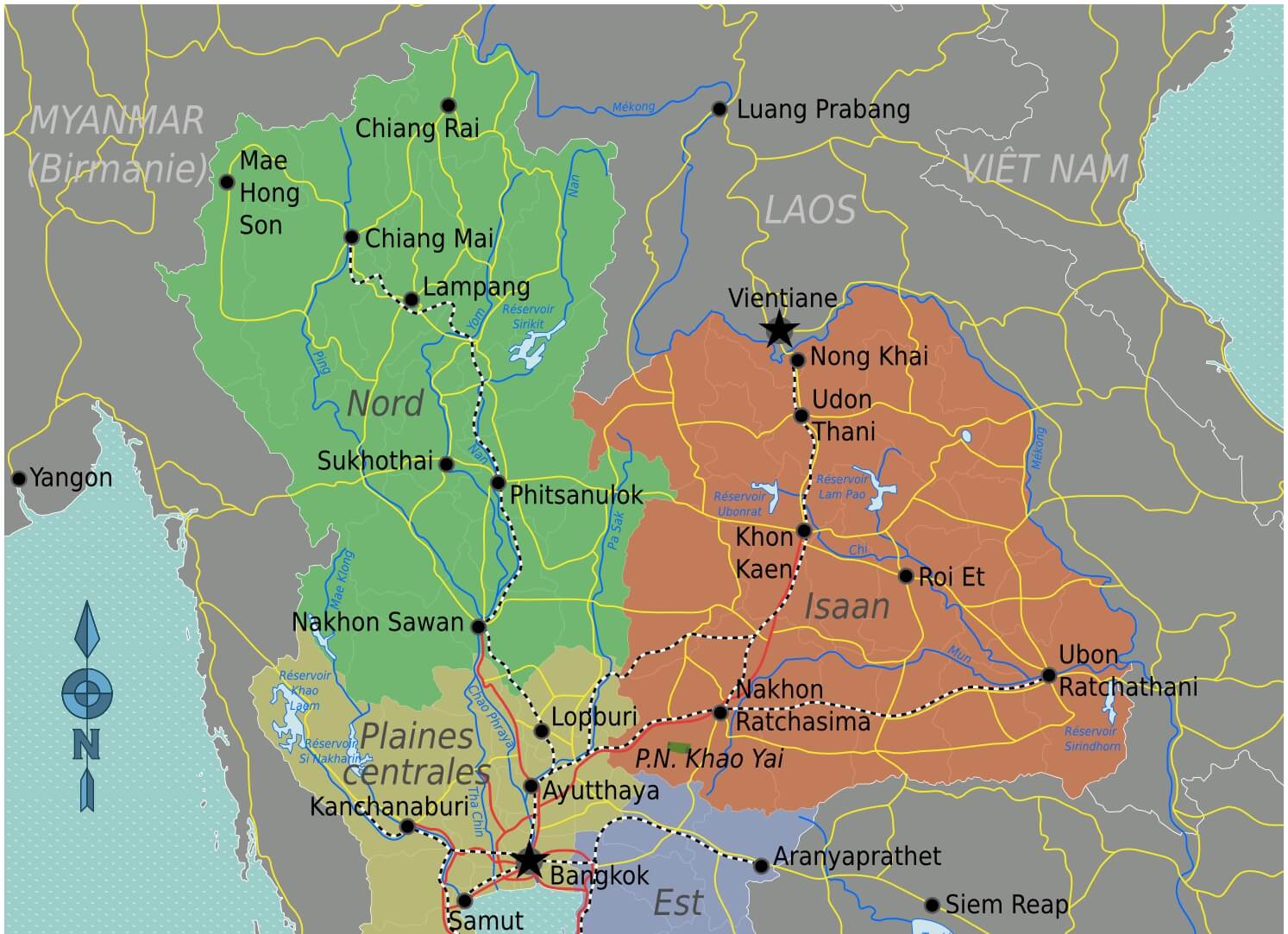 Thailand Regions Map