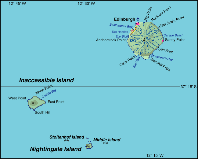 map of Tristan da Cunha