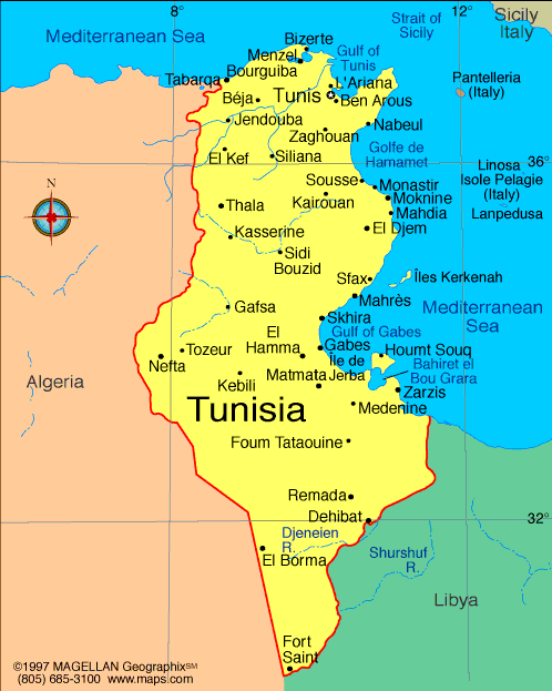map of Tunisia
