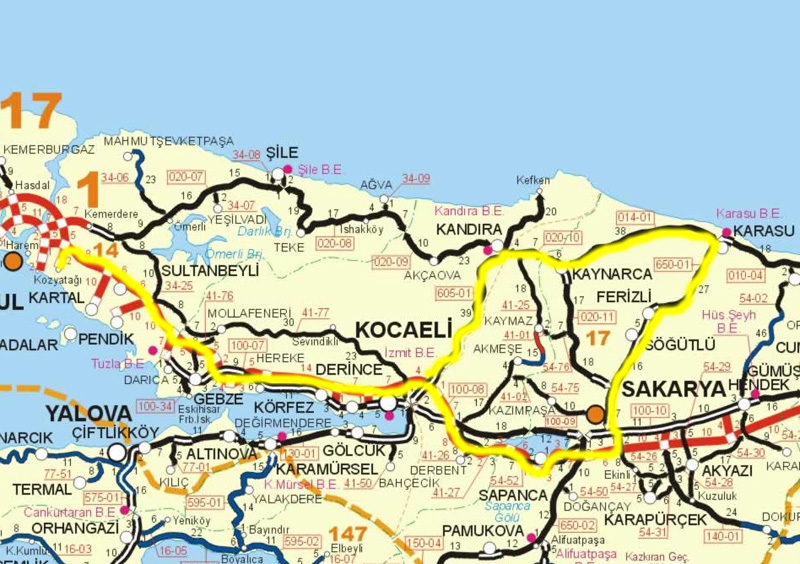 adapazar route map
