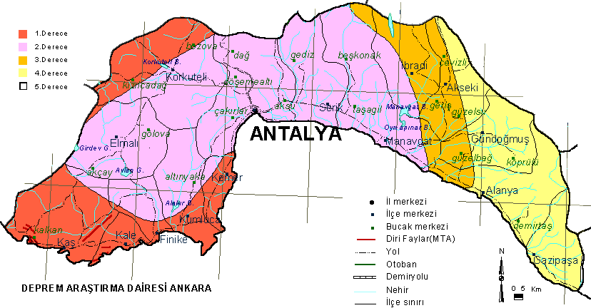 antalya earthquake map