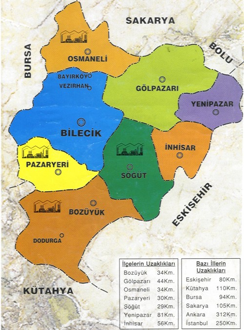 map of bilecik