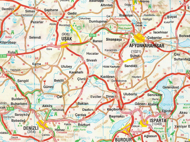 burdur highways map