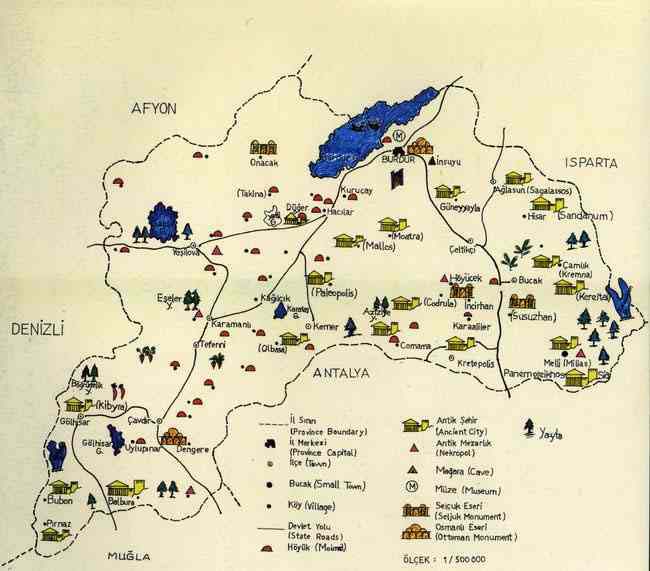burdur tourism map