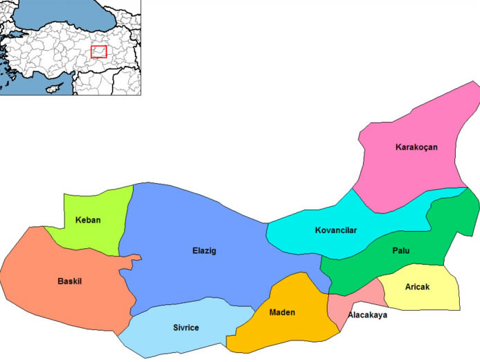 map of elazig