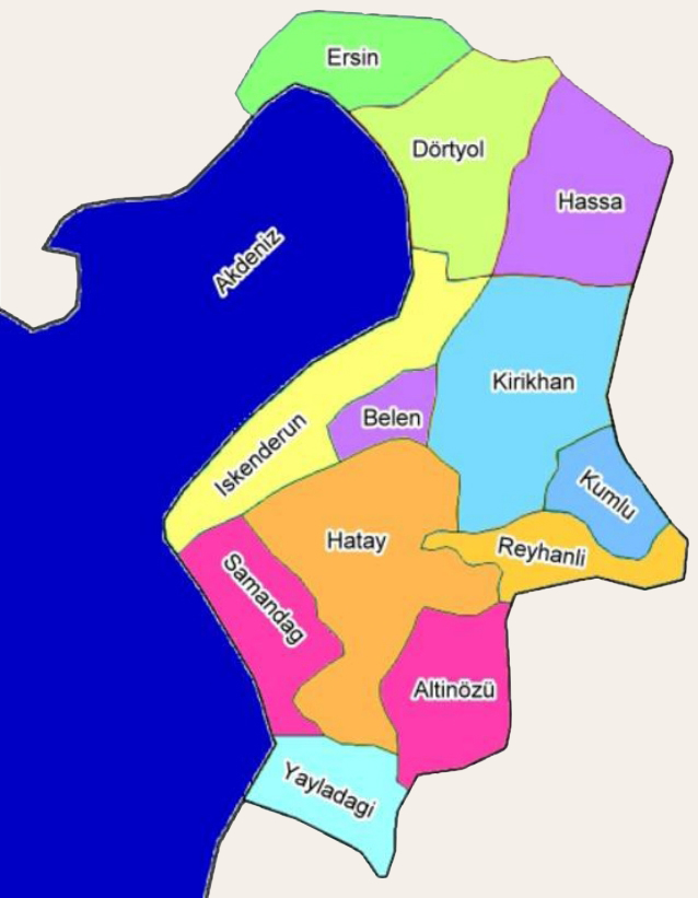 hatay towns map