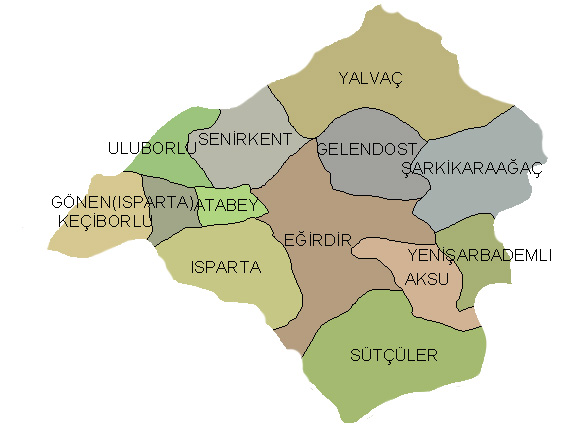 isparta towns map