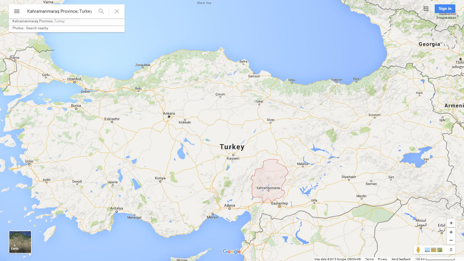 kahramanmaras map turkey
