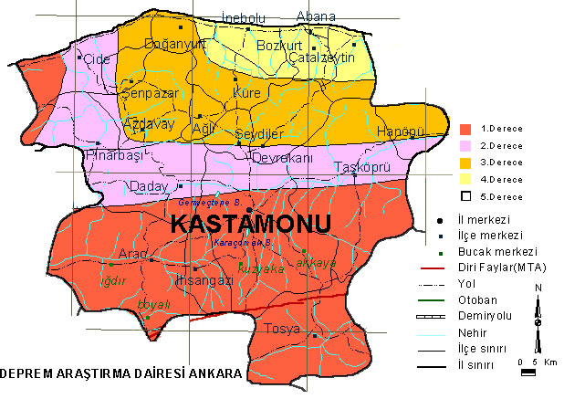 kastamonu earthquake map