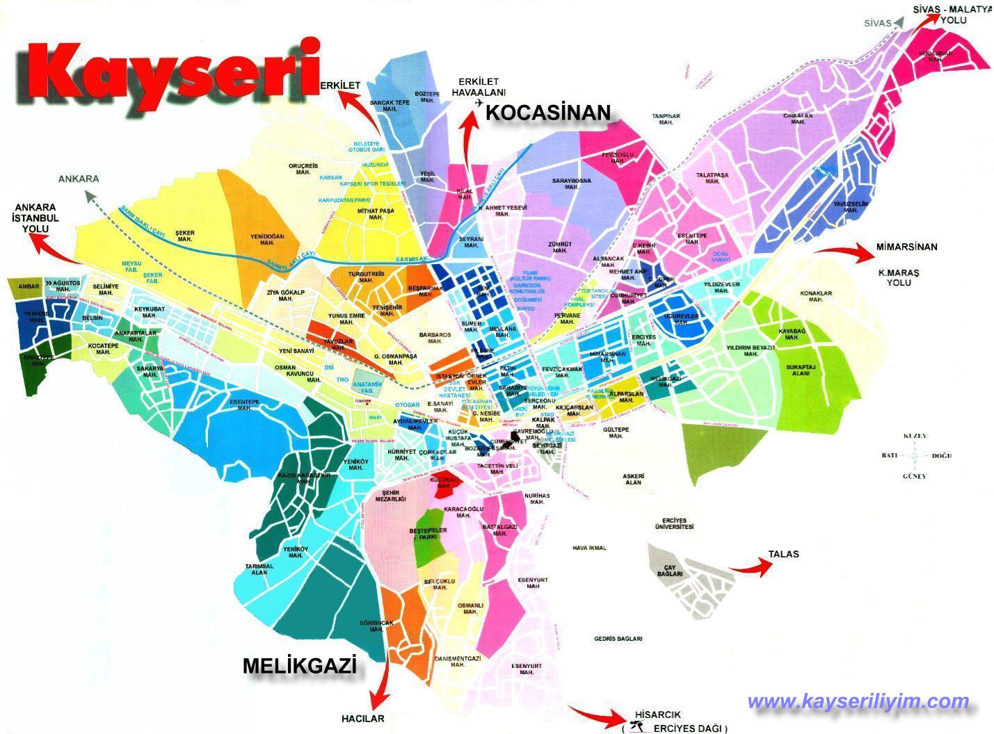 kayseri city center map
