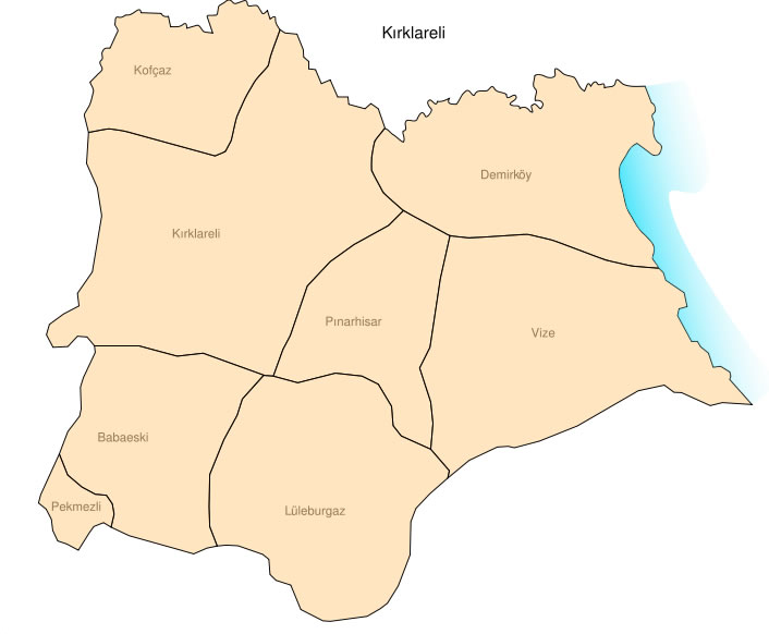 kirklareli province map