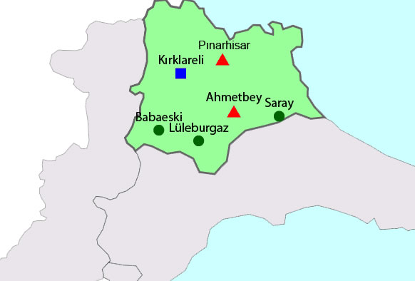 kirklareli towns map