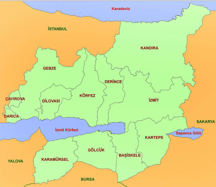kocaeli province map