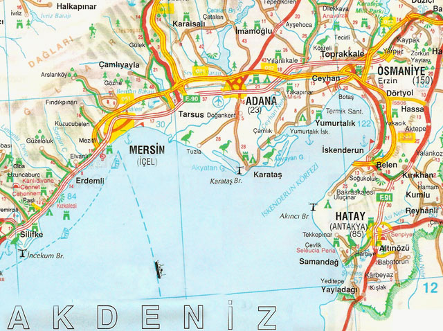 mersin highways map