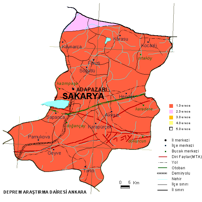 sakarya earthquake map