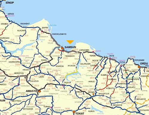 samsun coast map