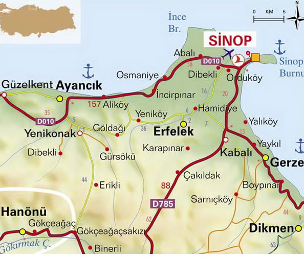 sinop towns map