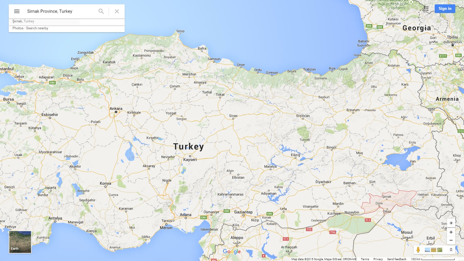 sirnak map turkey