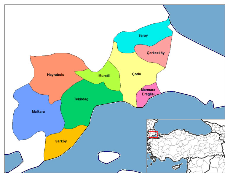 map of tekirdag