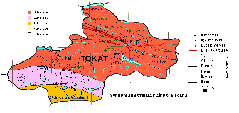 tokat earthqauke map