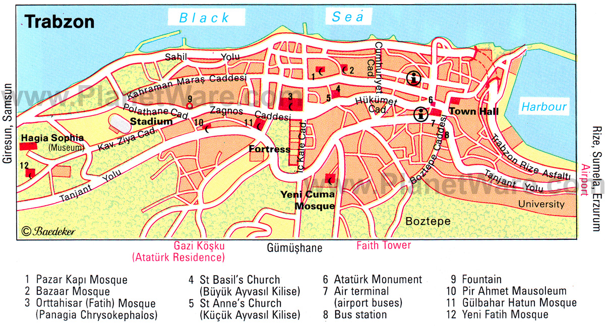 trabzon touristic map