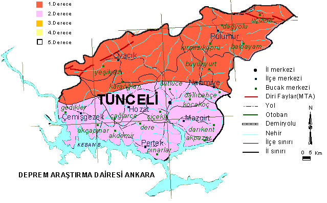 tunceli earthquake map