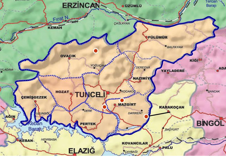 tunceli towns map