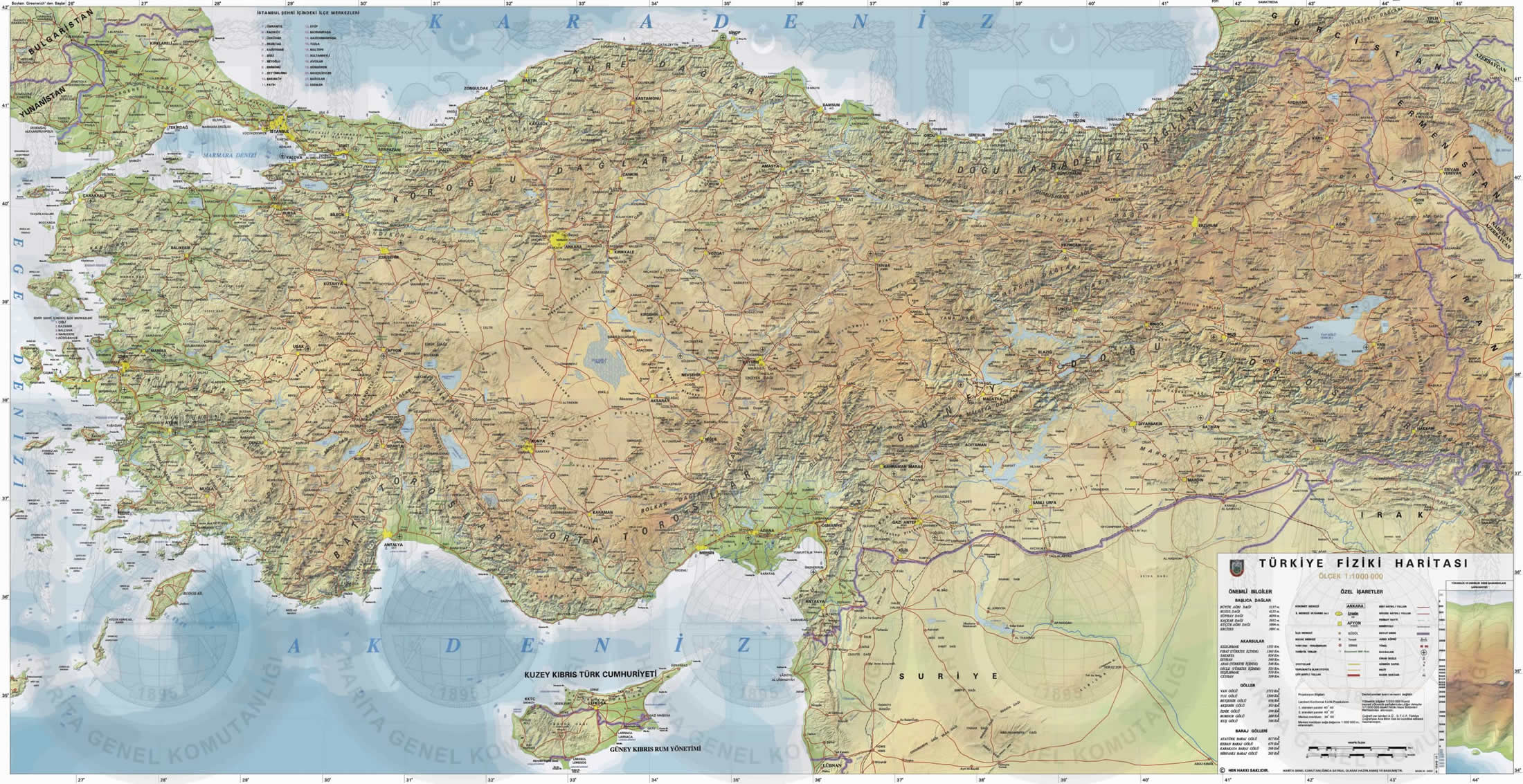 turkey physical map