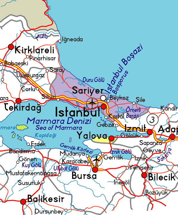 yalova istanbul bursa map