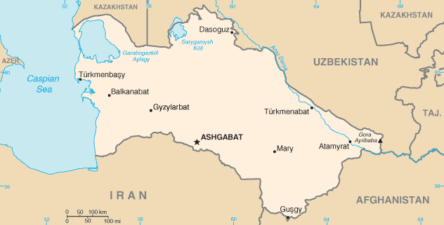 turkmenistan map