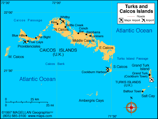 map of Turks and Caicos Islands