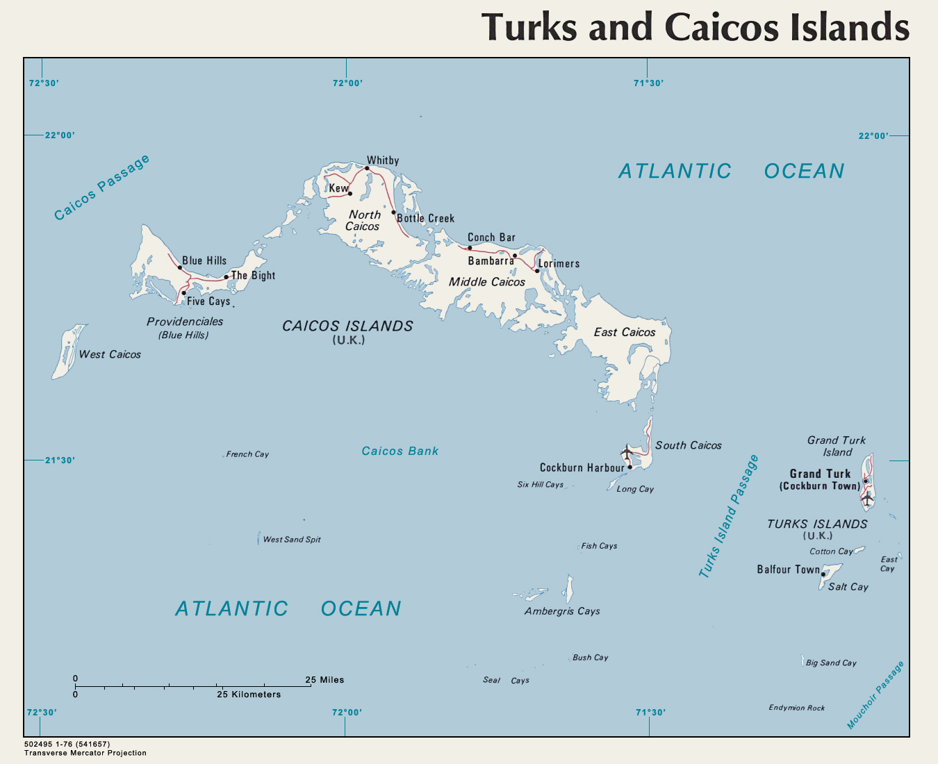 road map of turks and caicos islands