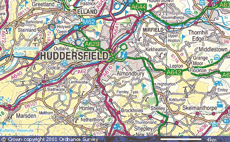 Huddersfield city map