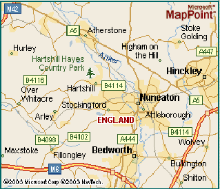 Nuneaton regions map