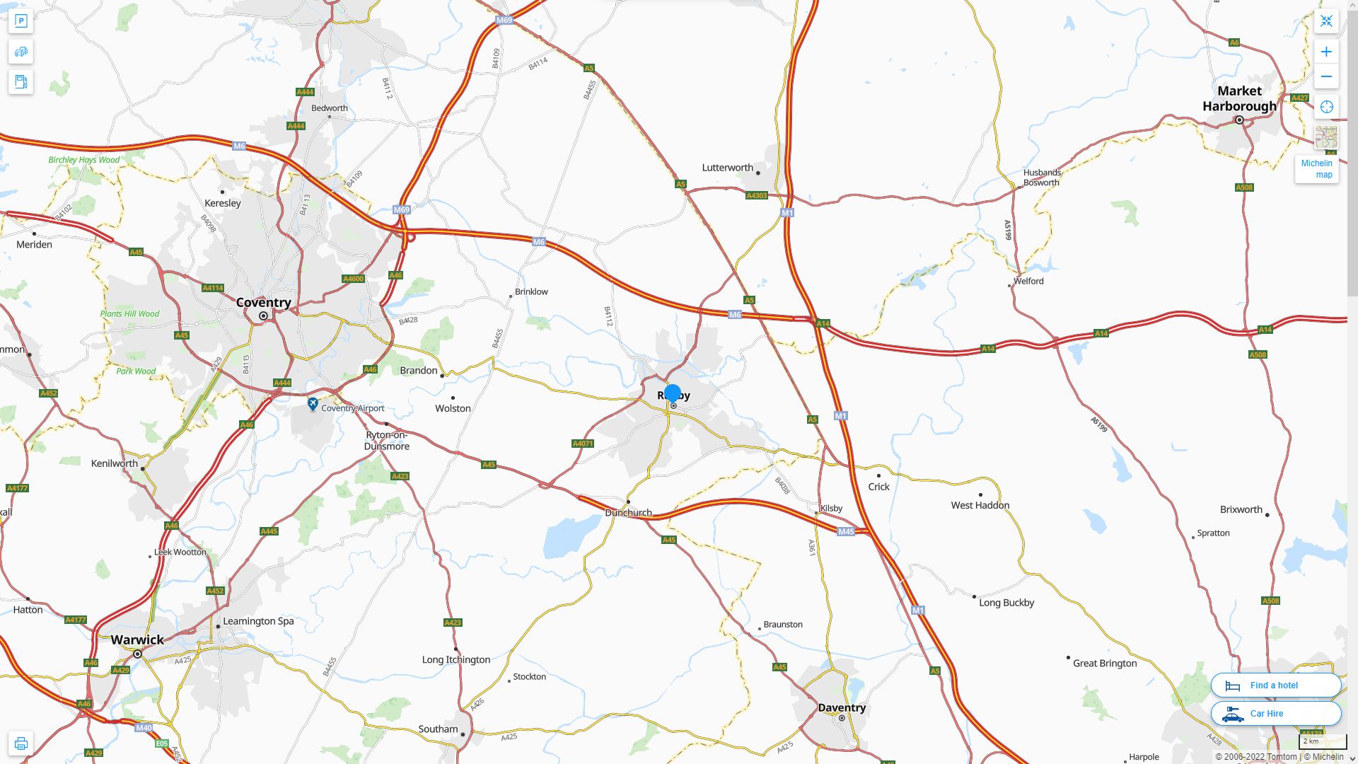 Rugby Map and Rugby Satellite Images