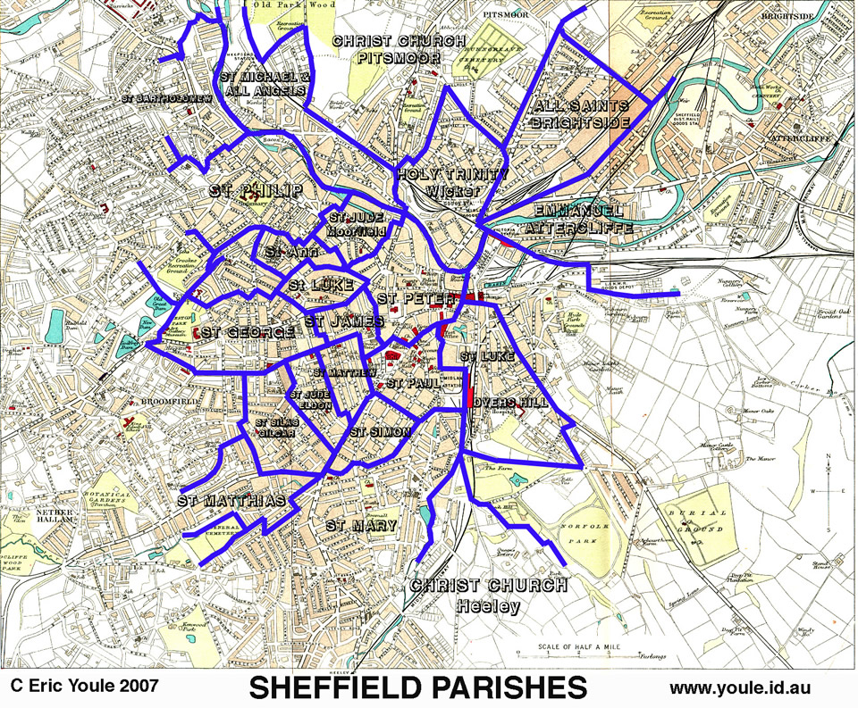 districts map of Sheffield