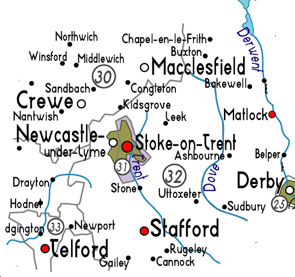 provinces map of Stoke on Trent