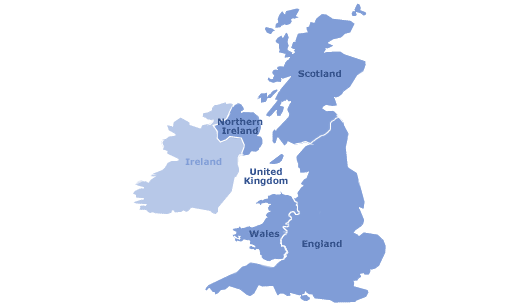 UK England, Scotland, Wales Northern Ireland Map