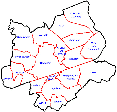 Warrington towns map