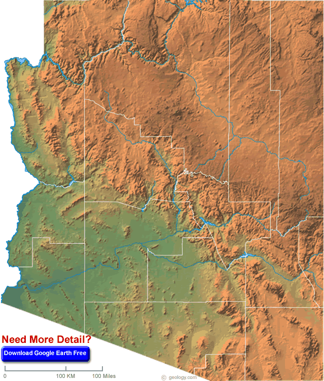 Arizona Physical Map