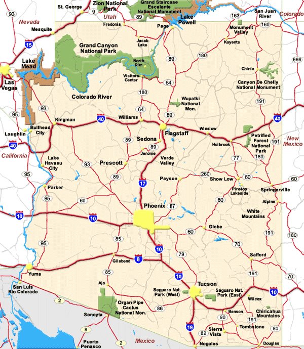 Arizona Road Map