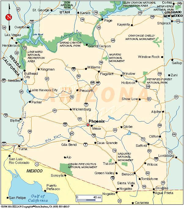 Arizona Touristic Map