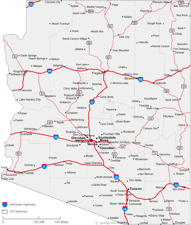 map of arizona cities