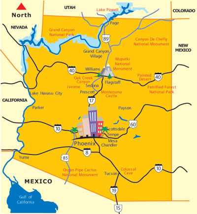touristic map of arizona