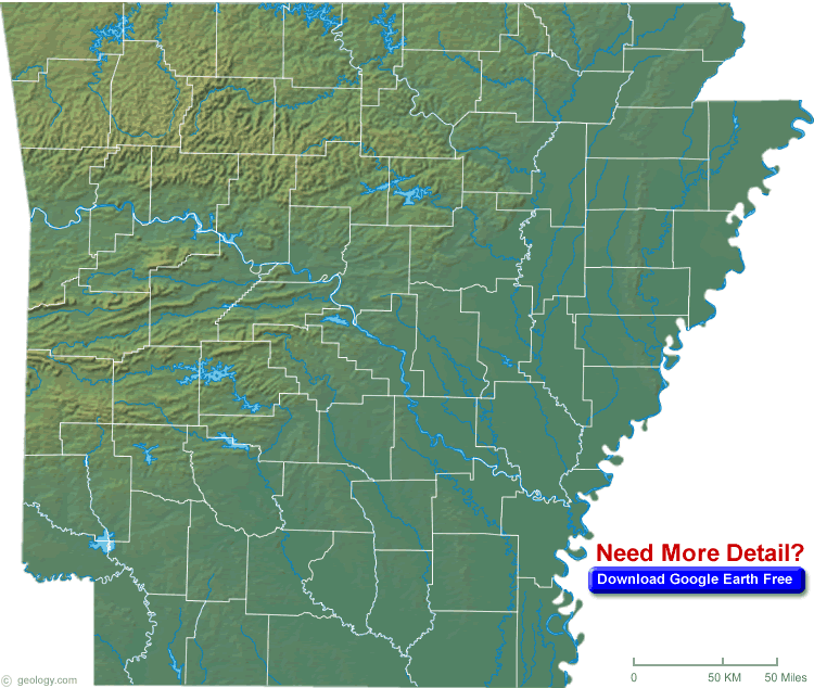 Arkansas Physical Map