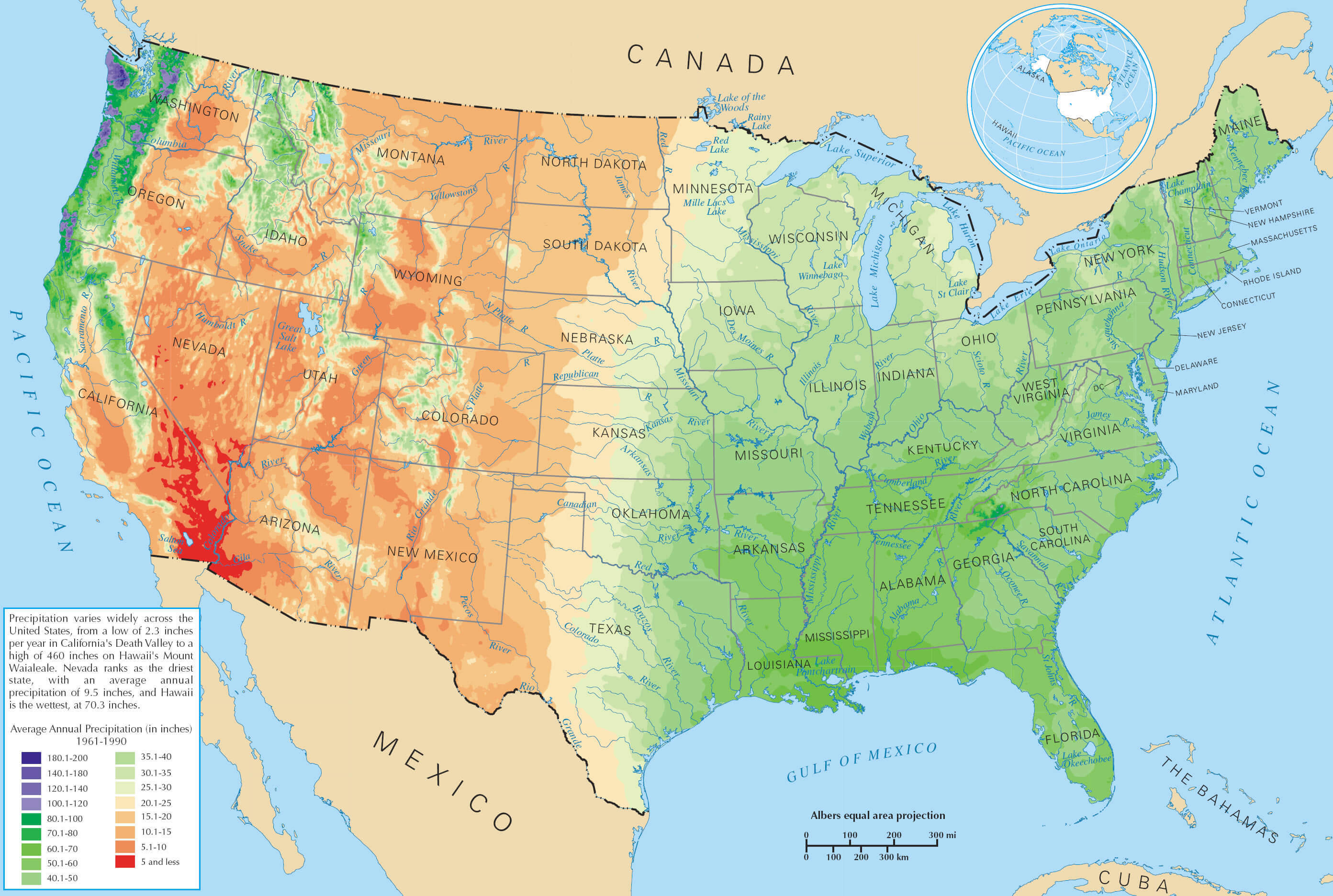 Average Precipitation States of USA